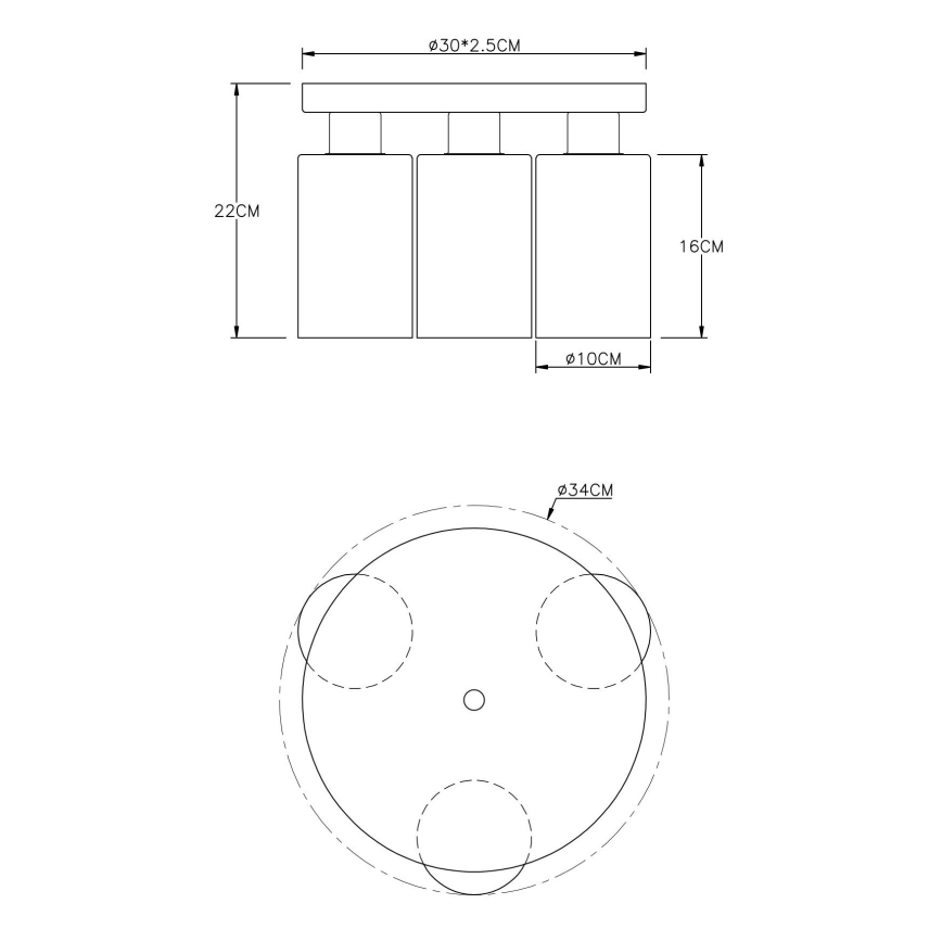 Globo - Plafond Lamp 3xE27/60W/230V