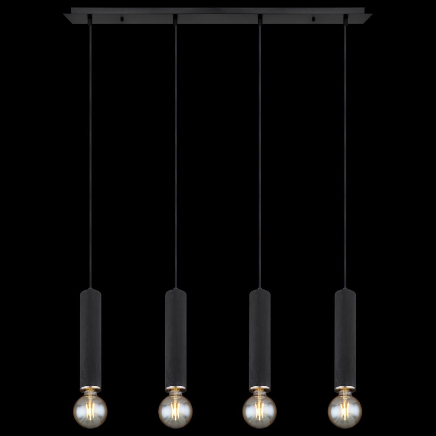 Globo - Hanglamp aan een koord 4xE27/60W/230V zwart hout