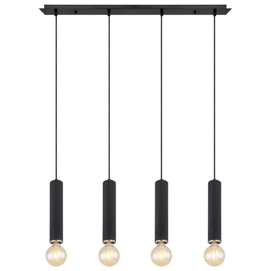 Globo - Hanglamp aan een koord 4xE27/60W/230V zwart hout