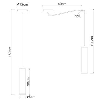 Globo - Suspension filaire 1xE27/60W/230V bois noir