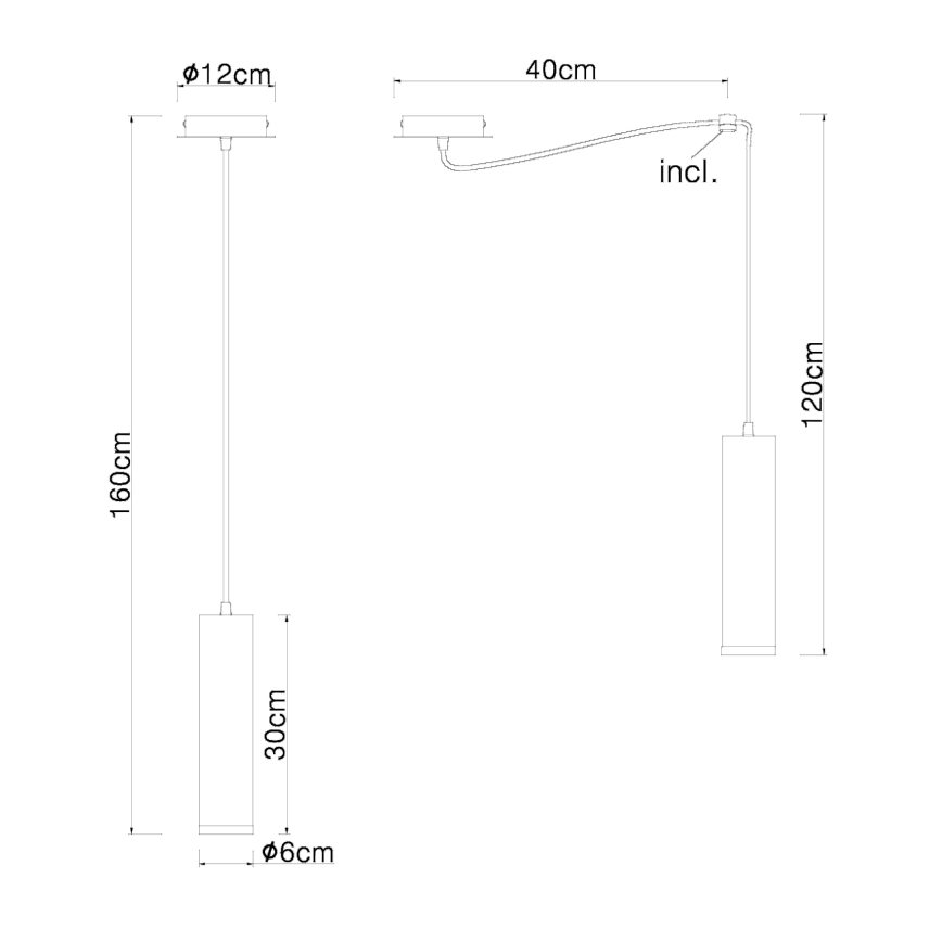 Globo - Suspension filaire 1xE27/60W/230V bois noir