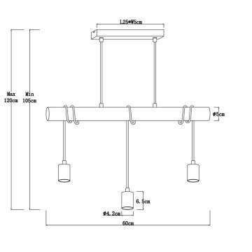 Globo - Hanglamp aan een koord 3xE27/60W/230V