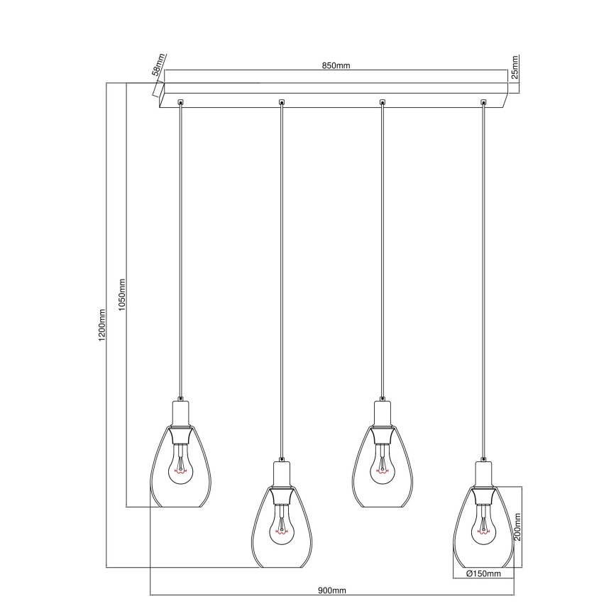 Globo - Suspension filaire 4xE27/40W/230V laiton