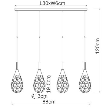 Globo - Hanglamp aan een koord 4xE14/9W/230V