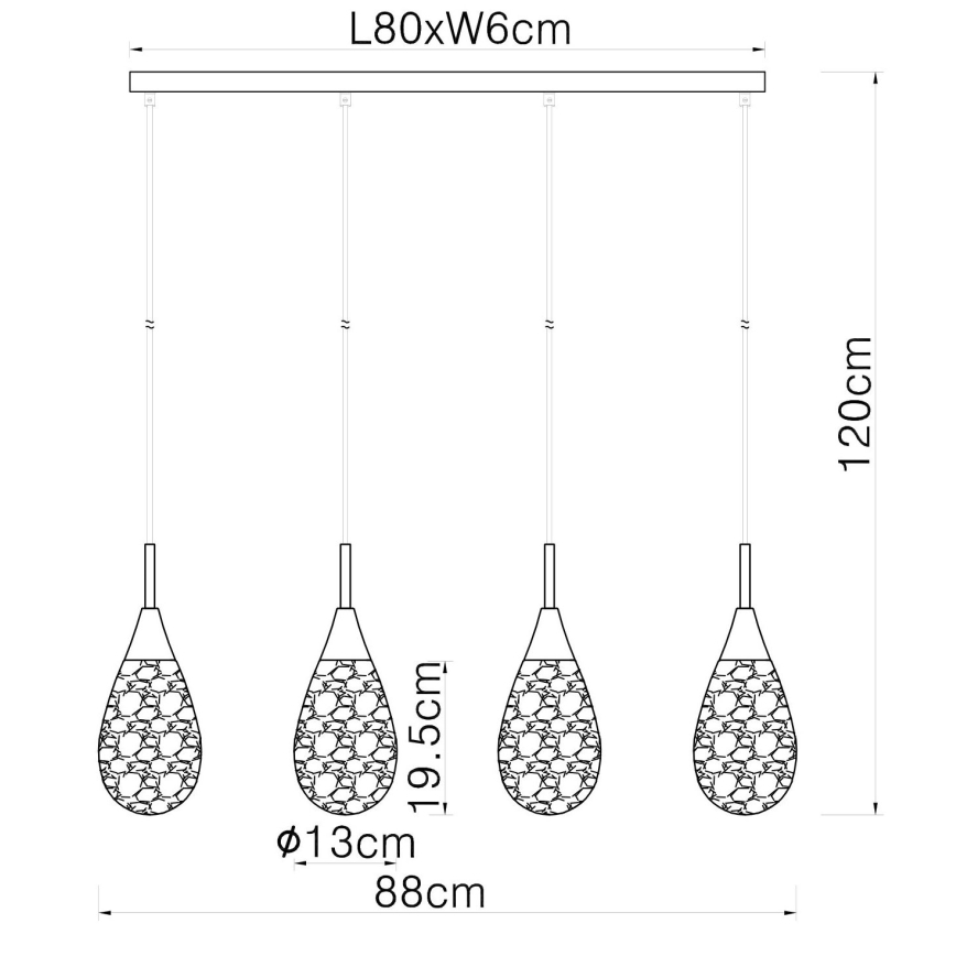 Globo - Hanglamp aan een koord 4xE14/9W/230V