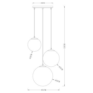 Globo - Hanglamp aan een koord 3xE27/40W/230V diameter 51 cm