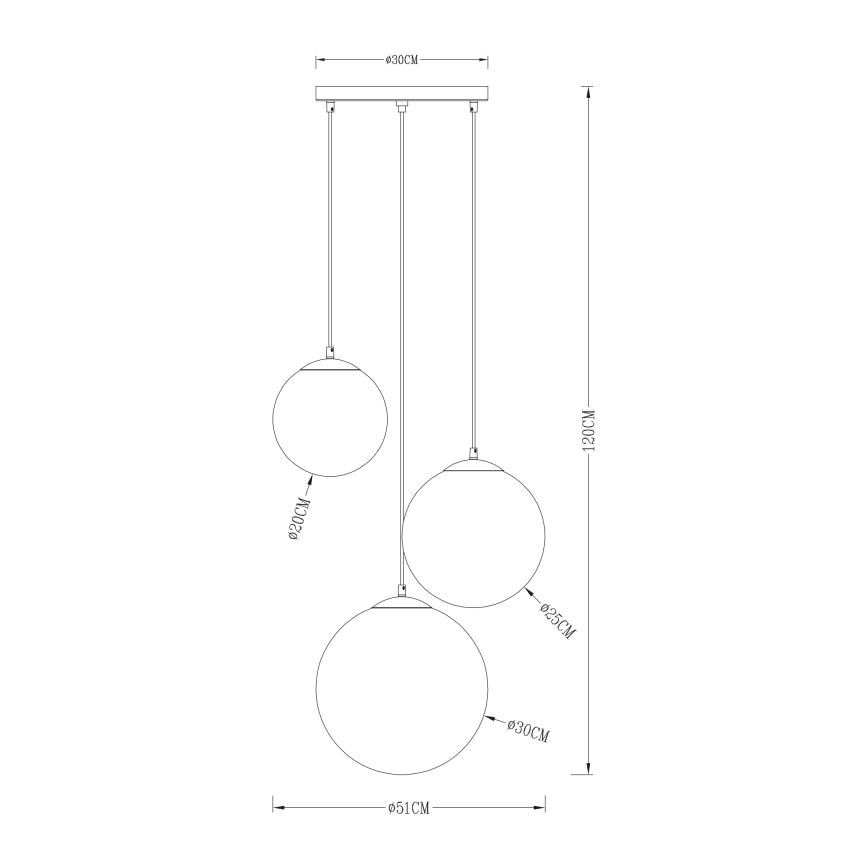 Globo - Hanglamp aan een koord 3xE27/40W/230V diameter 51 cm