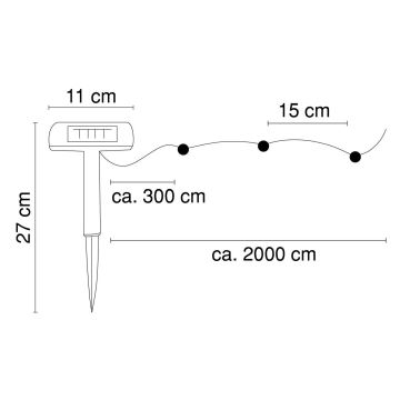 Globo - LED Solar ketting 20 m 120xLED/2,4V 2xAAA IP44