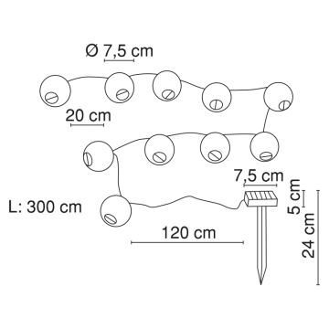 Globo - LED Solar ketting 10xLED/0,06W/1,2V IP44