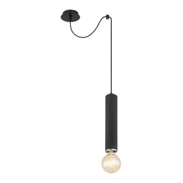 Globo - Hanglamp aan een koord 1xE27/60W/230V zwart hout