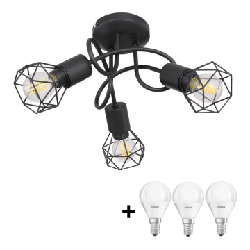 Globo - LED Bevestigde Hanglamp 3xE14/5W/230V zwart