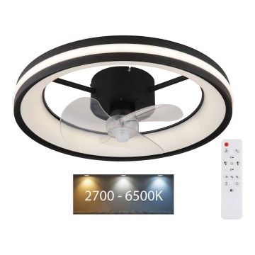 Globo - LED Plafonnier à intensité variable avec ventilateur LED/30W/230V 2700-6500K noir + télécommande