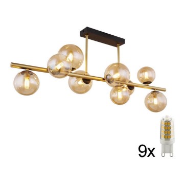 Globo - Suspension-barre LED 9xG9/3W/230V laiton