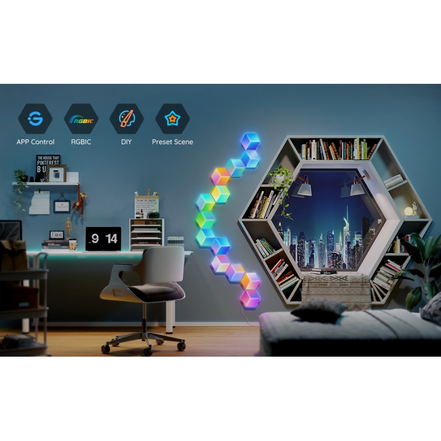 Govee - LOT 10x éclairage connecté Glide Hexa Pro LED RGBIC Wi-Fi