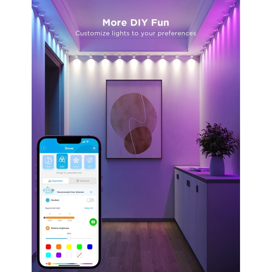 Govee - RGBIC LED Spot sur câble 3m Wi-Fi