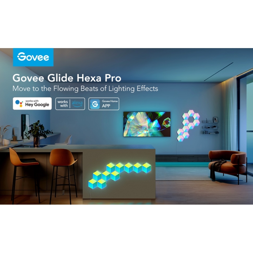 Govee - SET 10x LED verlichting Glide Hexa Pro LED Smart RGBIC Wi-Fi