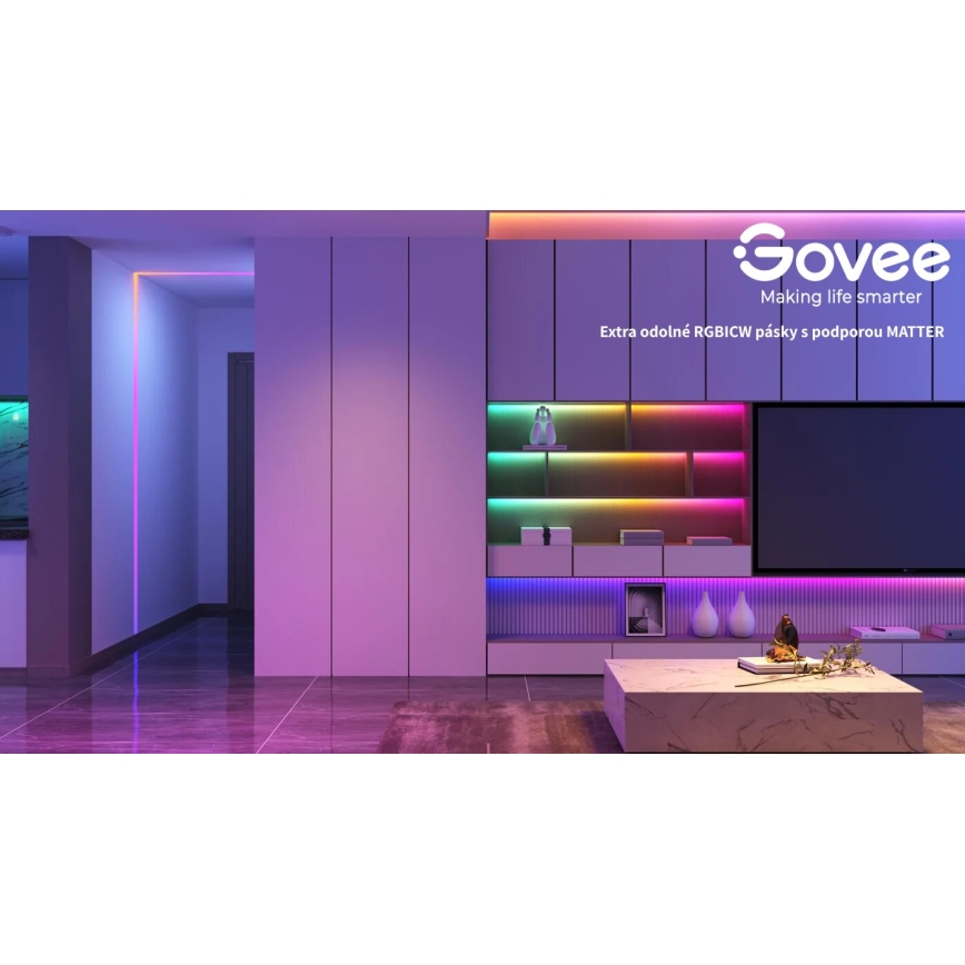 Govee - Wi-Fi RGBICW Smart PRO LED Strip 5m MATTER  - extra duurzaam