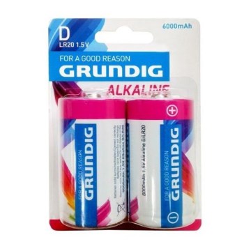 Grundig - 2 pcs Pile alcaline D/LR20 1,5V