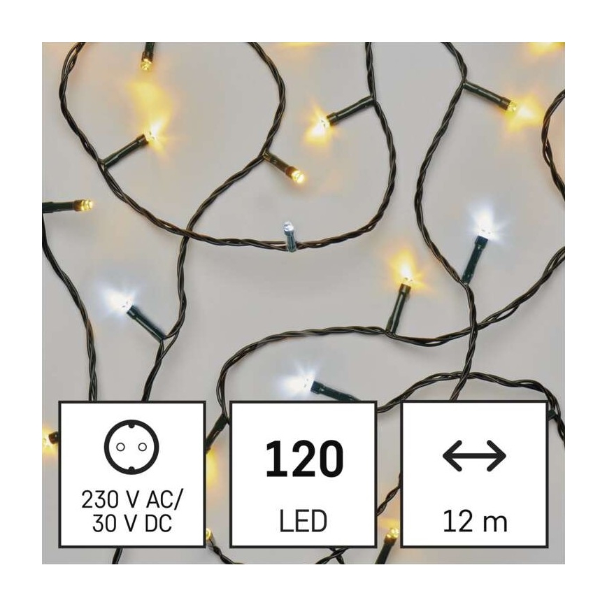 Guirlande de noël d'extérieur 120xLED/17m IP44 blanc chaud/froid