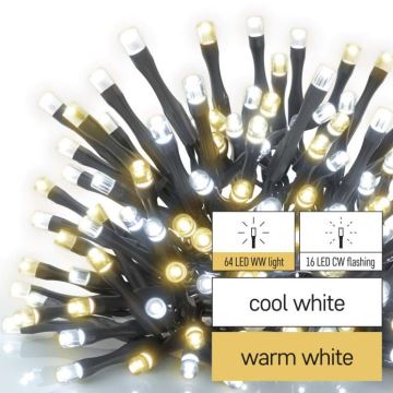 Guirlande de noël d'extérieur 80xLED/2 fonctions 13m IP44 blanc chaud/froid