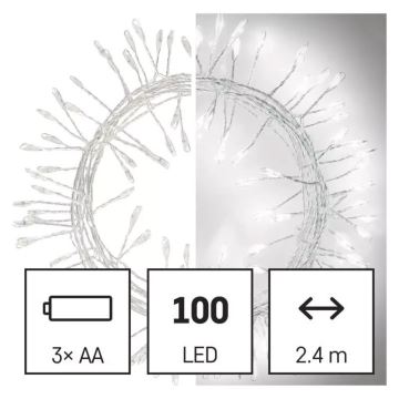 Guirlande de noël LED 100xLED/3xAA 2,7 m blanc froid