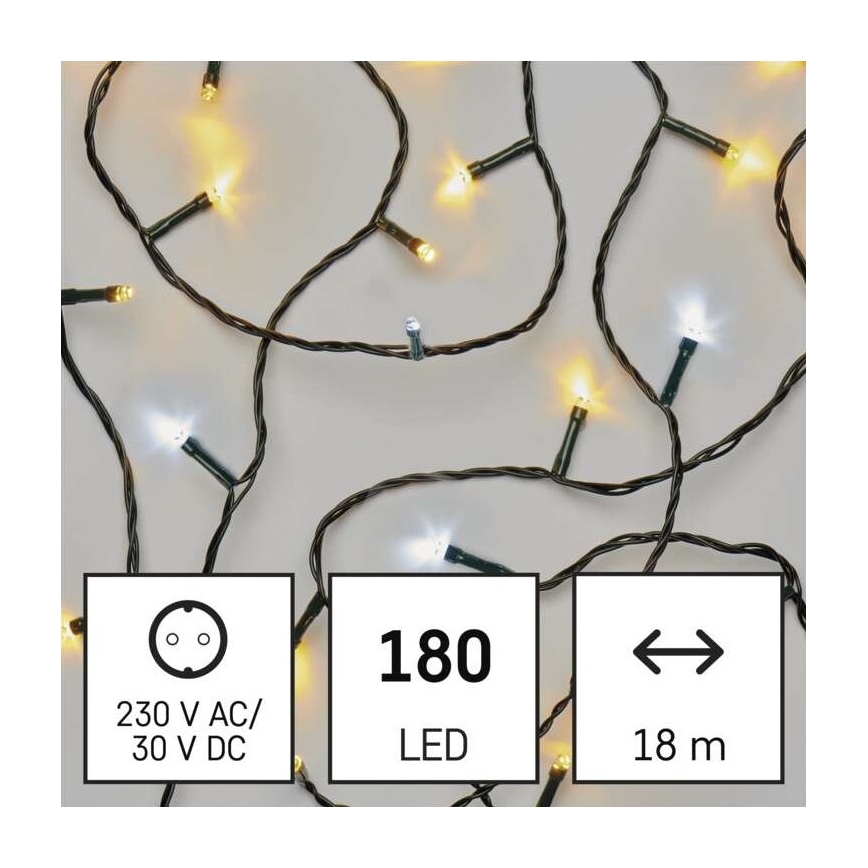 Guirlande de Noël LED extérieur 180xLED/2 fonctions 23m IP44 Blanc chaud/froid