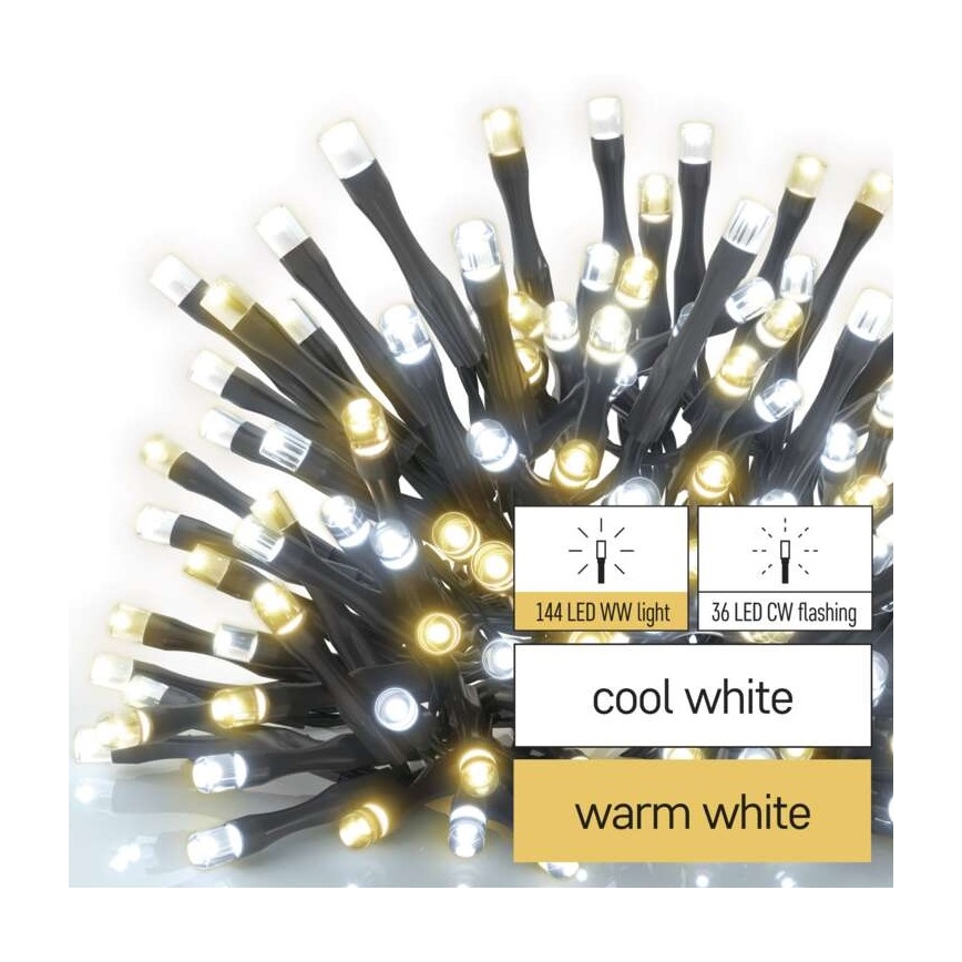 Guirlande de Noël LED extérieur 180xLED/2 fonctions 23m IP44 Blanc chaud/froid