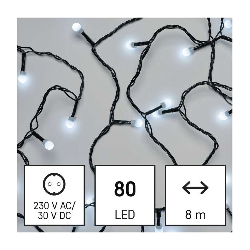 Guirlande de Noël LED extérieur 80xLED/13m IP44 blanc froid