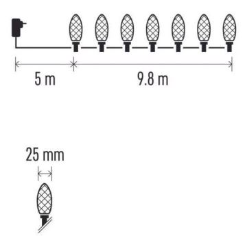 Guirlande LED d'extérieur 50xLED/8 fonctions 14,8 m IP44 blanc chaud