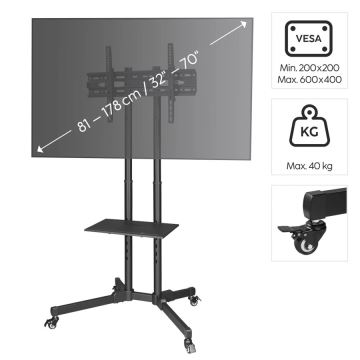 Hama - Mobiele vloerhouder voor TV 32-75" zwart