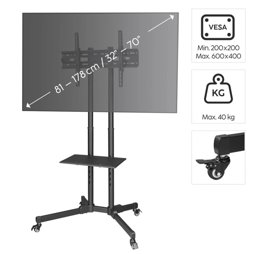 Hama - Mobiele vloerhouder voor TV 32-75" zwart