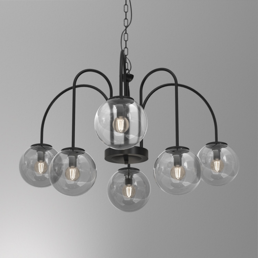 Hanglamp aan een ketting CAMBRIDGE 6xE14/60W/230V zwart