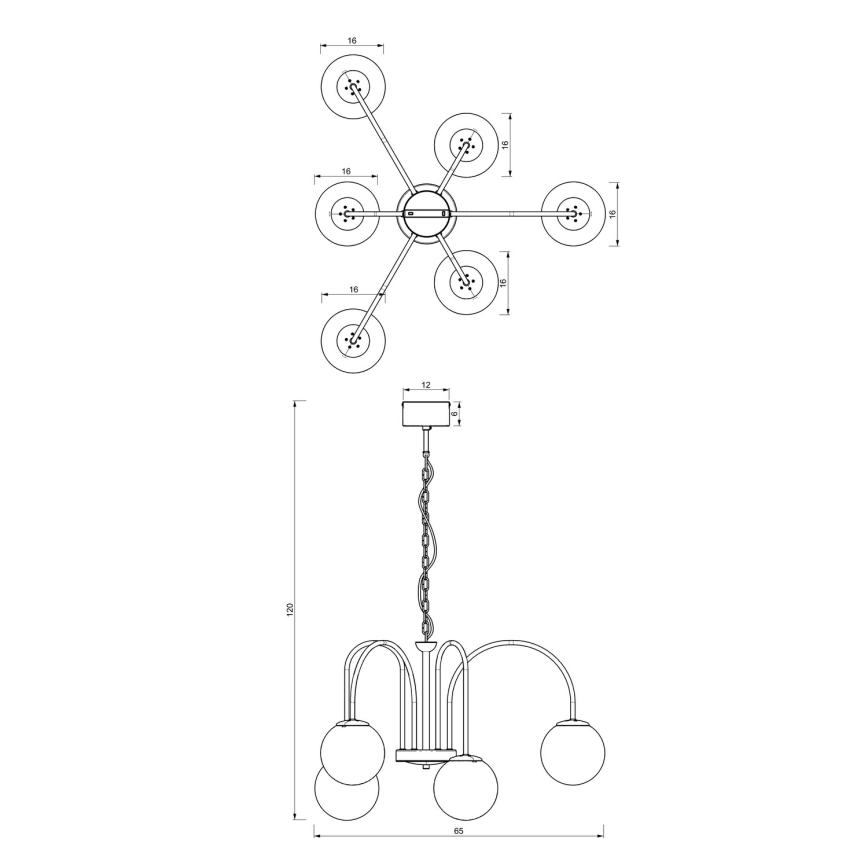 Hanglamp aan een ketting CAMBRIDGE 6xE14/60W/230V zwart