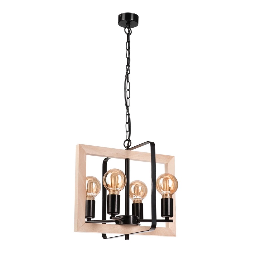 Hanglamp aan een ketting CEDRIC 4xE27/60W/230V beuken/beige