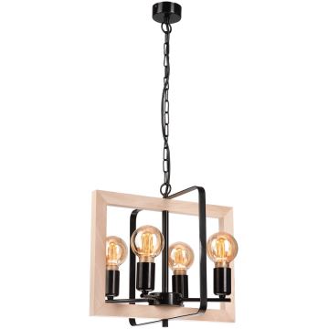 Hanglamp aan een ketting CEDRIC 4xE27/60W/230V beuken/beige