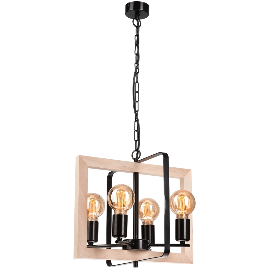 Hanglamp aan een ketting CEDRIC 4xE27/60W/230V beuken/beige