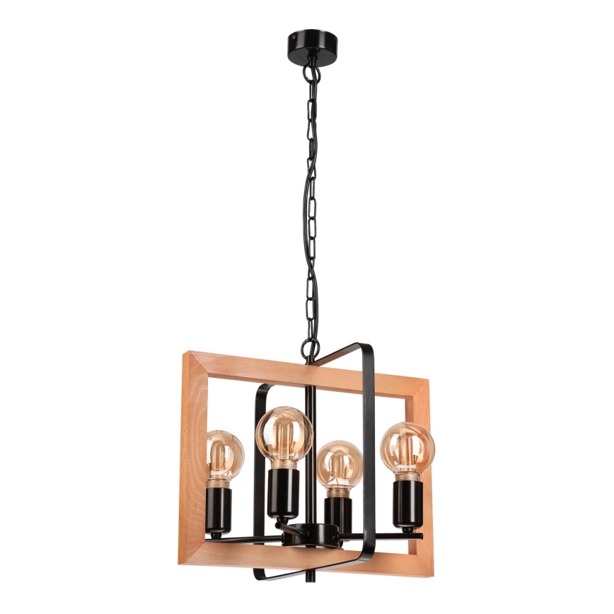 Hanglamp aan een ketting CEDRIC 4xE27/60W/230V beuken/bruin