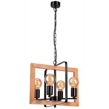 Hanglamp aan een ketting CEDRIC 4xE27/60W/230V beuken/bruin