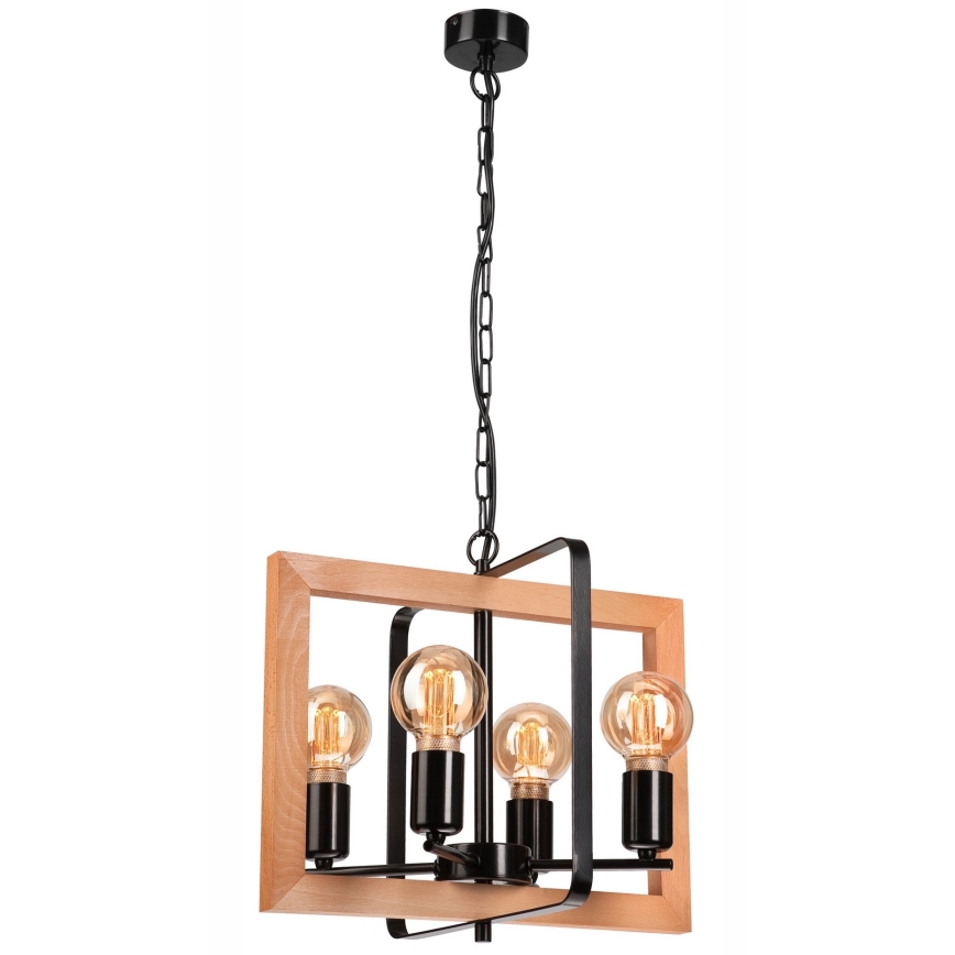 Hanglamp aan een ketting CEDRIC 4xE27/60W/230V beuken/bruin