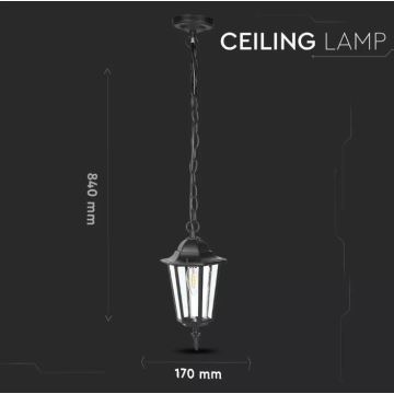 Hanglamp aan een ketting voor Buiten 1xE27/40W/230V IP44 zwart