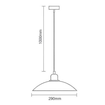 Hanglamp aan een koord 1xE27/60W/230V diameter 29 cm zwart