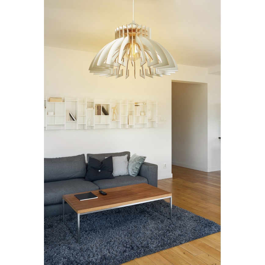 Hanglamp aan een koord 1xE27/60W/230V wit diameter 39 cm