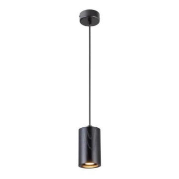 Hanglamp aan een koord 1xGU10/10W/230V essehout/massief hout zwart