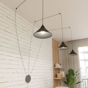 Hanglamp aan een koord ABRAMO 3xE27/15W/230V zwart