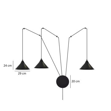 Hanglamp aan een koord ABRAMO 3xE27/15W/230V zwart