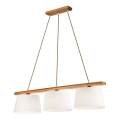 Hanglamp aan een koord AIDA 3xE27/60W/230V eiken - FSC gecertificeerd