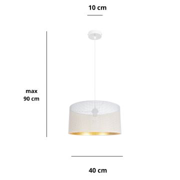 Hanglamp aan een koord ALDO 1xE27/60W/230V diameter 40 cm wit