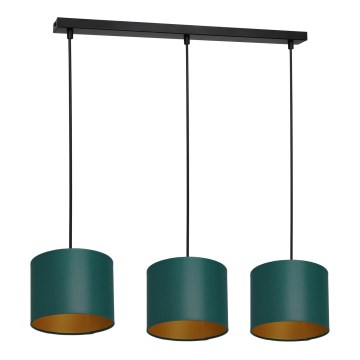 Hanglamp aan een koord ARDEN 3xE27/60W/230V groen/gouden