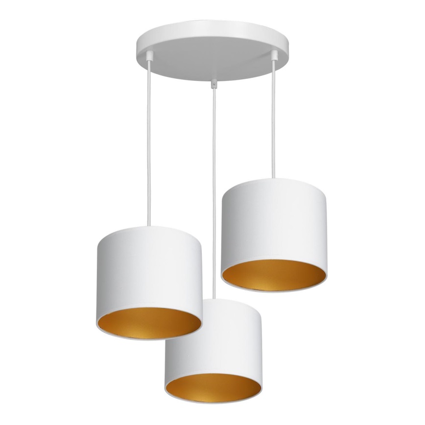 Hanglamp aan een koord ARDEN 3xE27/60W/230V wit/gouden