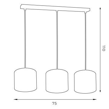 Hanglamp aan een koord ARDEN 3xE27/60W/230V zwart/wit